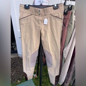 Devon air fine riding apparel tan breeches suede knee patch 24